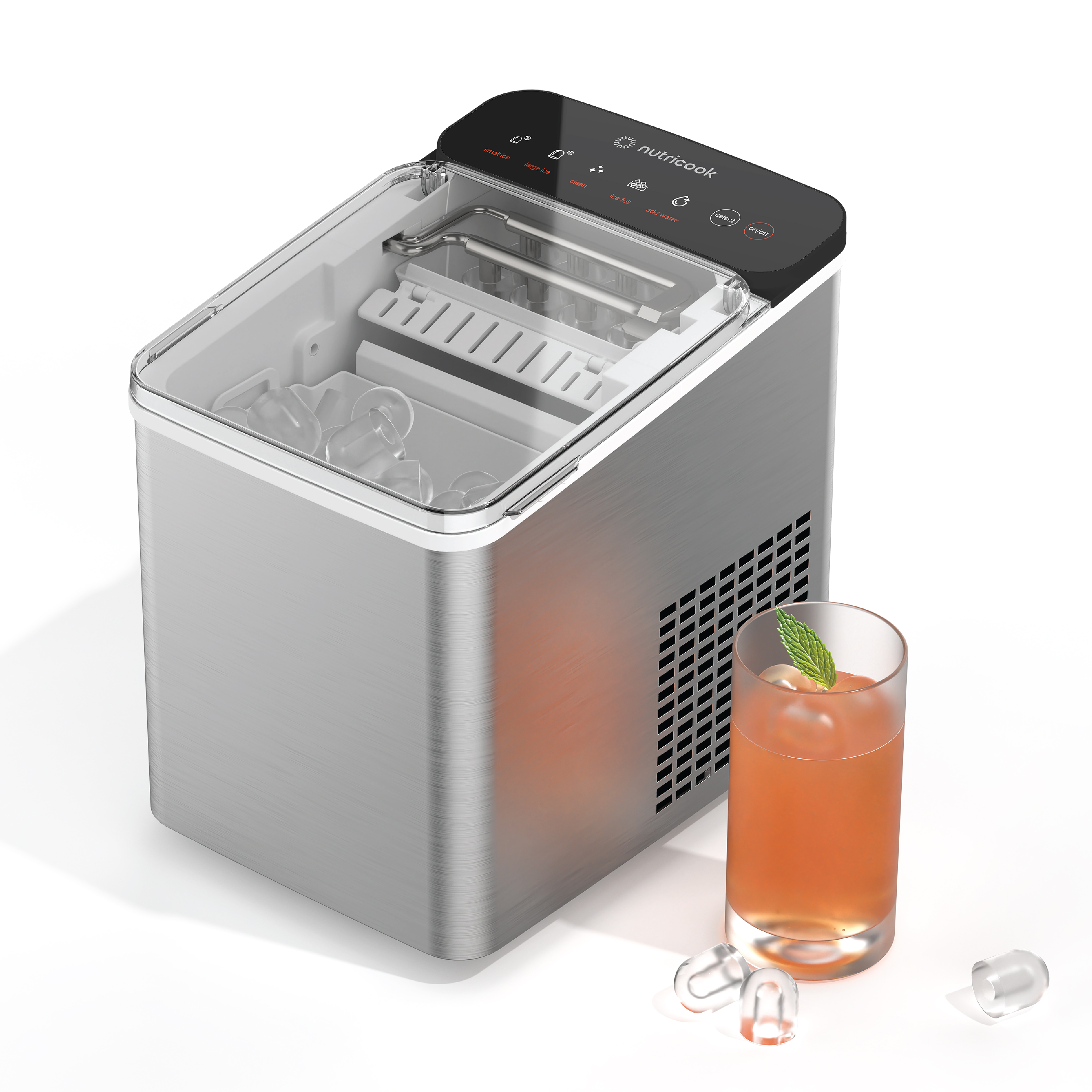 دستگاه یخ‌ساز پرتابل و هوشمند نوتریکوک رنگ استیل - NC-ICY510S